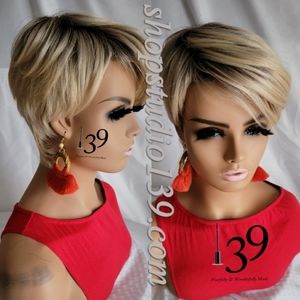 Sexy human hair pixie wig with bangs